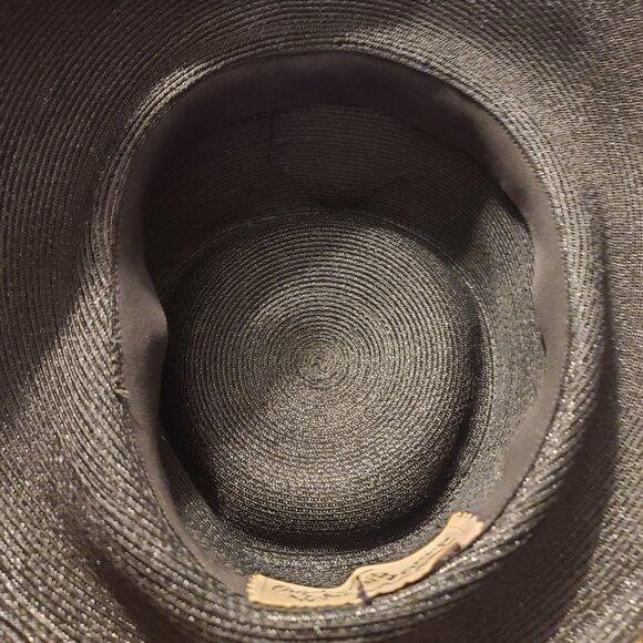 Vintage Original Roberta Bernays Black Straw Hat With Bow - Picture 3 of 4